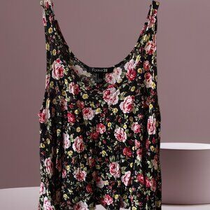 Forever 21 Women's Floral Sleeveless Crop Top